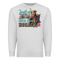 Dove Grey just a girl who loves horses Premium Sweatshirt - MaliasSmallBusiness