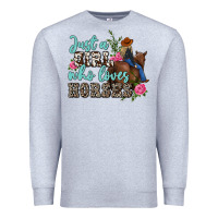 Heather Grey just a girl who loves horses Premium Sweatshirt - MaliasSmallBusiness
