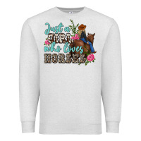 Oatmeal Heather just a girl who loves horses Premium Sweatshirt - MaliasSmallBusiness