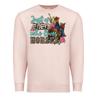 Pale Pink just a girl who loves horses Premium Sweatshirt - MaliasSmallBusiness