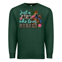 Sports Green just a girl who loves horses Premium Sweatshirt - MaliasSmallBusiness