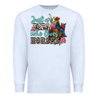 White just a girl who loves horses Premium Sweatshirt - MaliasSmallBusiness