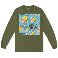 Army Green back to school seamless pattern Long Sleeve Tee - BundleAndBundleShop
