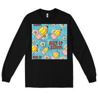 Black back to school seamless pattern Long Sleeve Tee - BundleAndBundleShop