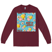 Burgundy back to school seamless pattern Long Sleeve Tee - BundleAndBundleShop