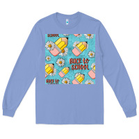 Colony Blue back to school seamless pattern Long Sleeve Tee - BundleAndBundleShop