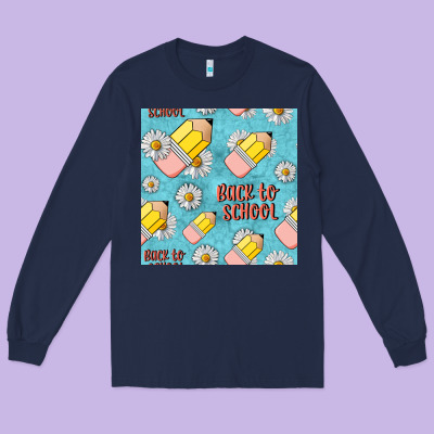 Back To School Seamless Pattern Long Sleeve Tee Designed By Bundleandbundleshop
