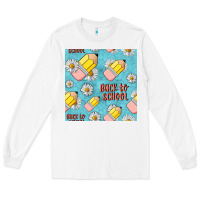 White back to school seamless pattern Long Sleeve Tee - BundleAndBundleShop