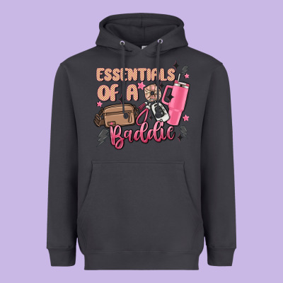 Essentials Of A Baddie Heavyweight Hoodie Designed By Maliassmallbusiness