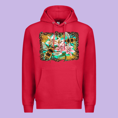 Bees And Lilies With Leopard Premium Hoodie Designed By Artiststas