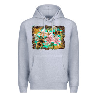 Heather Grey bees and lilies with leopard Premium Hoodie - Artiststas