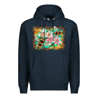 Navy bees and lilies with leopard Premium Hoodie - Artiststas