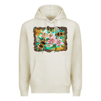 Oatmeal Heather bees and lilies with leopard Premium Hoodie - Artiststas