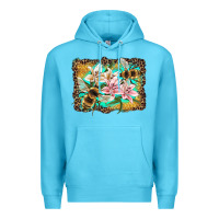 Ocean Blue bees and lilies with leopard Premium Hoodie - Artiststas