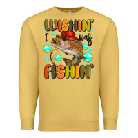 Antique Gold wishing i was fishing Premium Sweatshirt - MaliasSmallBusiness