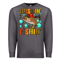 Charcoal Heather wishing i was fishing Premium Sweatshirt - MaliasSmallBusiness