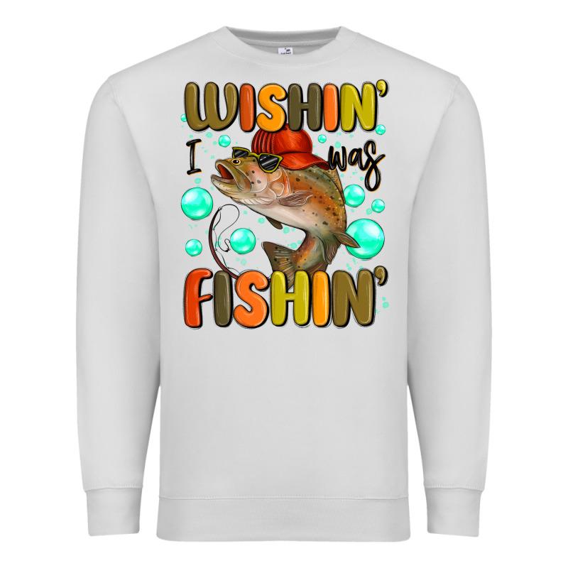 Wishing I Was Fishing Premium Sweatshirt by MaliasSmallBusiness | Teevron