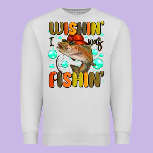 Wishing I Was Fishing Premium Sweatshirt Designed By Maliassmallbusiness