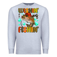 Heather Grey wishing i was fishing Premium Sweatshirt - MaliasSmallBusiness