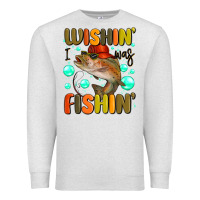 Oatmeal Heather wishing i was fishing Premium Sweatshirt - MaliasSmallBusiness