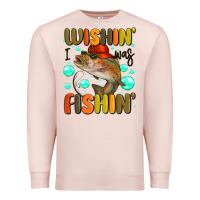 Pale Pink wishing i was fishing Premium Sweatshirt - MaliasSmallBusiness