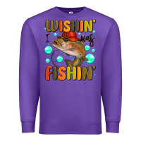 Purple wishing i was fishing Premium Sweatshirt - MaliasSmallBusiness