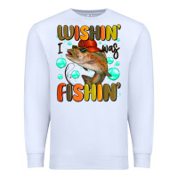 White wishing i was fishing Premium Sweatshirt - MaliasSmallBusiness