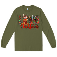 Army Green love christmas reindeer Long Sleeve Tee - Jasminsmagicworld