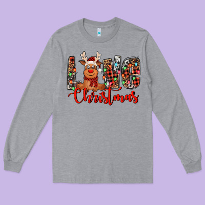 Love Christmas Reindeer Long Sleeve Tee Designed By Jasminsmagicworld
