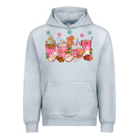 Heather Grey Pink gingerbread coffee cups Urban Hoodie - texasbilliewilder