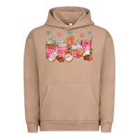 Pigment Burro Pink gingerbread coffee cups Urban Hoodie - texasbilliewilder