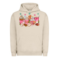 Pigment French Oak Pink gingerbread coffee cups Urban Hoodie - texasbilliewilder
