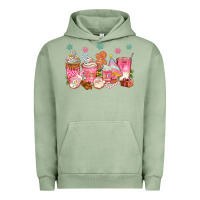 Pigment Oil Green Pink gingerbread coffee cups Urban Hoodie - texasbilliewilder