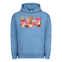 Pigment Pebble Blue Pink gingerbread coffee cups Urban Hoodie - texasbilliewilder