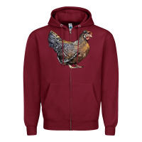 Burgundy Cream Legbar Chicken Zipper Hoodie - LillyAllenDesigns