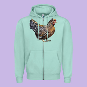 Cream Legbar Chicken Zipper Hoodie Designed By Lillyallendesigns