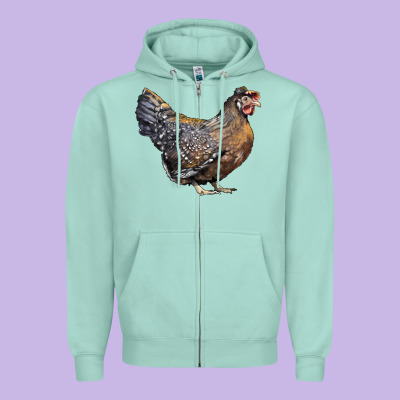 Cream Legbar Chicken Zipper Hoodie Designed By Lillyallendesigns