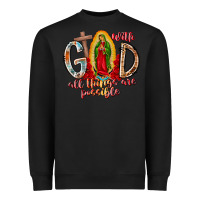 Black With God All Things Are Possible Heavyweight Sweatshirt - RacoonDesign