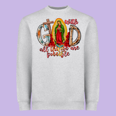 With God All Things Are Possible Heavyweight Sweatshirt Designed By Racoondesign