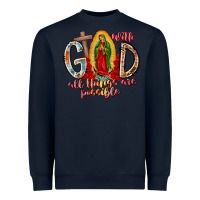 Navy With God All Things Are Possible Heavyweight Sweatshirt - RacoonDesign
