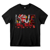 Red Black Grey White Love My Tribe Indian Headdres Heavy Core Tee | Teevron
