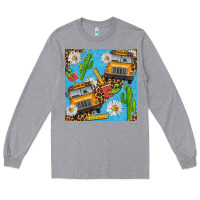 Heather Grey school bus seamless pattern Long Sleeve Tee - BundleAndBundleShop