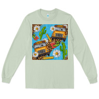 Matcha school bus seamless pattern Long Sleeve Tee - BundleAndBundleShop