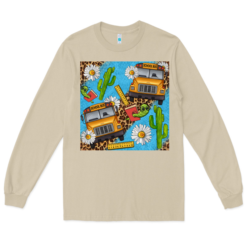School Bus Seamless Pattern Long Sleeve Tee by BundleAndBundleShop | Teevron