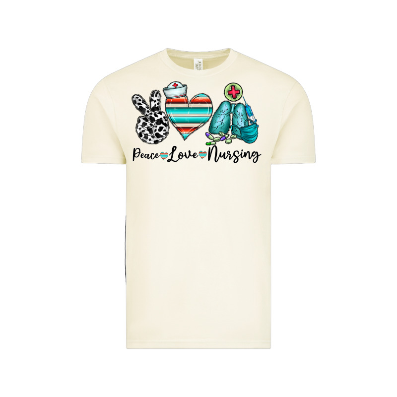 Peace Love Nursing Vintage Tee by CowhideDigitalArt | Teevron