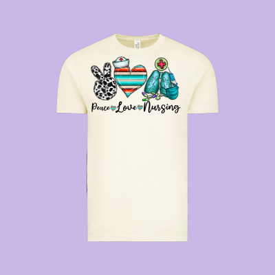 Peace Love Nursing Vintage Tee Designed By Cowhidedigitalart
