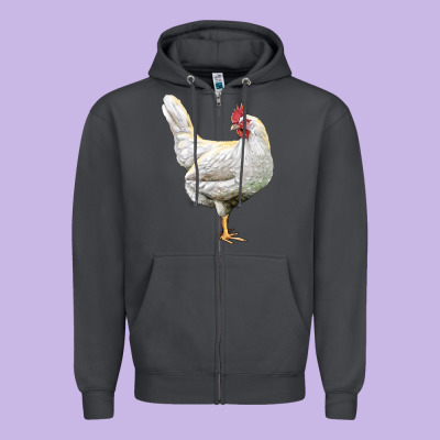 Leghorn Chicken Zipper Hoodie Designed By Lillyallendesigns