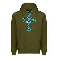 Army Green western Gemstone cross Premium Hoodie - Artiststas