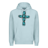Blue Mist western Gemstone cross Premium Hoodie - Artiststas