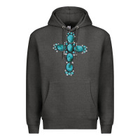 Charcoal Heather western Gemstone cross Premium Hoodie - Artiststas